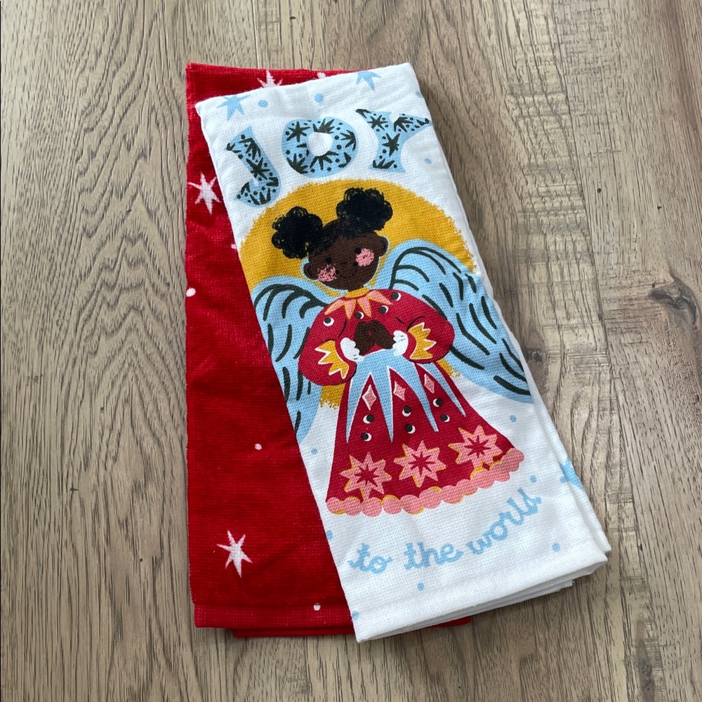 NWT | St. Nicholas Square Holiday Kitchen Towel Set of 2 | Angel Motif |
